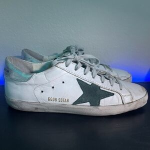 Golden Goose Superstars White, Silver, Dark Green Sz 40 - 9.5/10 [Clean!]